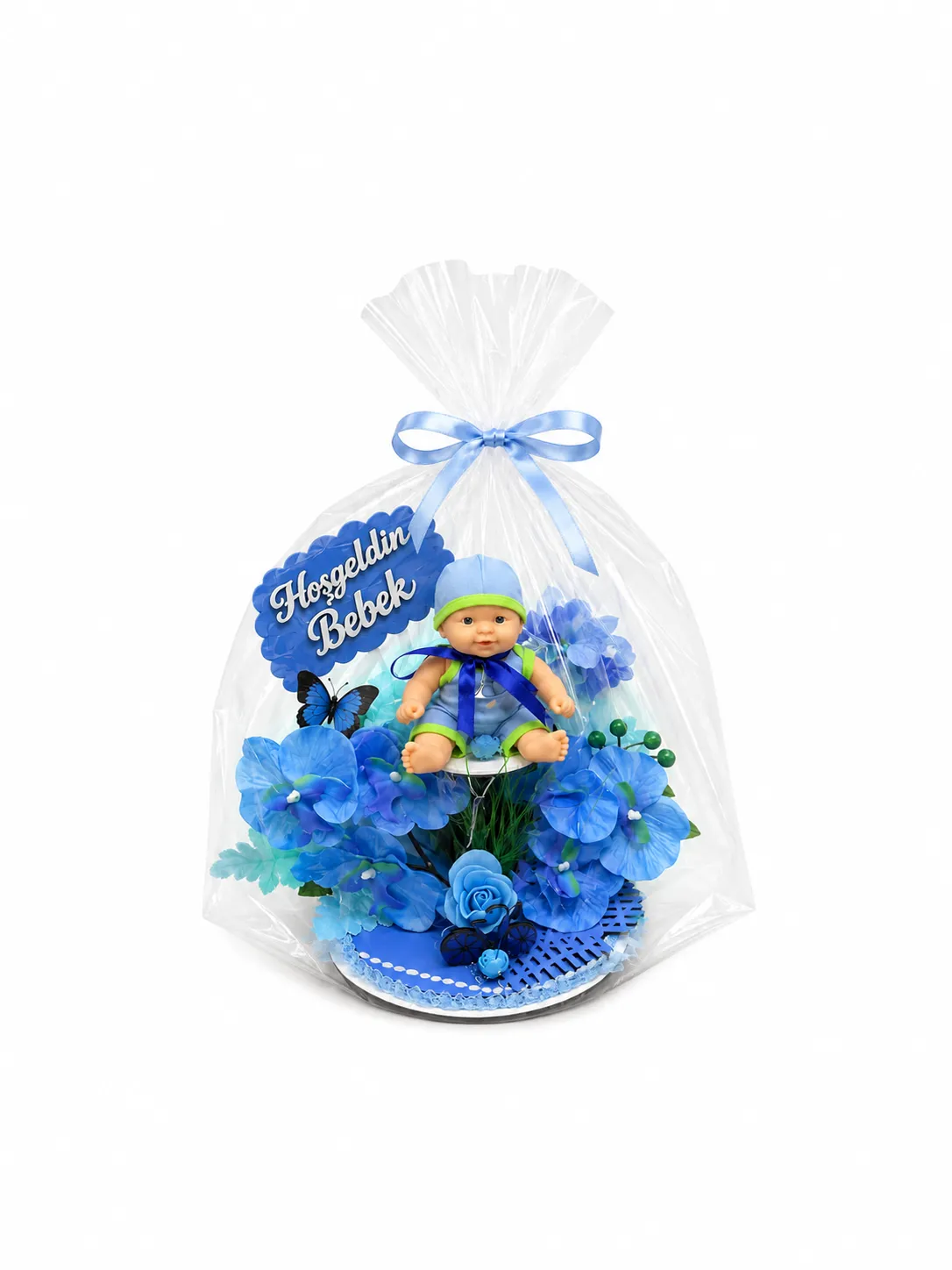 Hoş Geldin Erkek Bebek Jelatin Paketli Aranjman